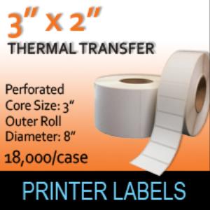 Thermal Transfer Labels 3" x 2" Perf